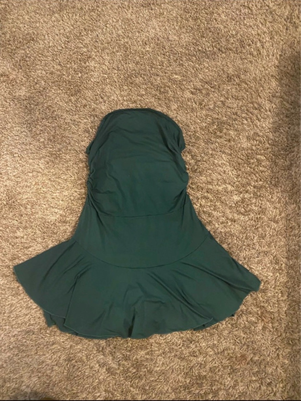 SHEIN Emerald Green Strapless Flared women dress with shorts underneath